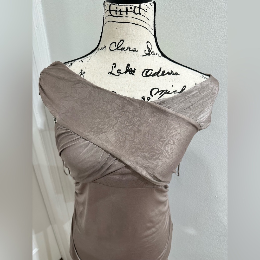 Elegant Off-Shoulder Taupe Top
